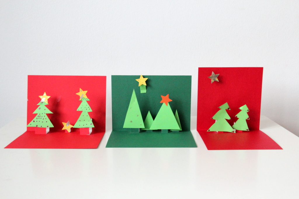 Weihnachtskarten DIY mit Kindern, christmas cards 3D