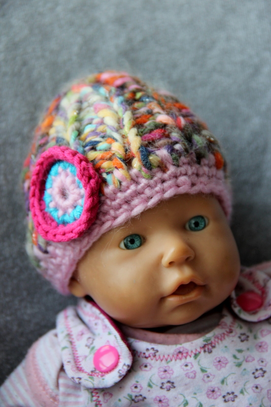 Puppenmütze gestrickt und gehäkelt - doll beanie crocheted