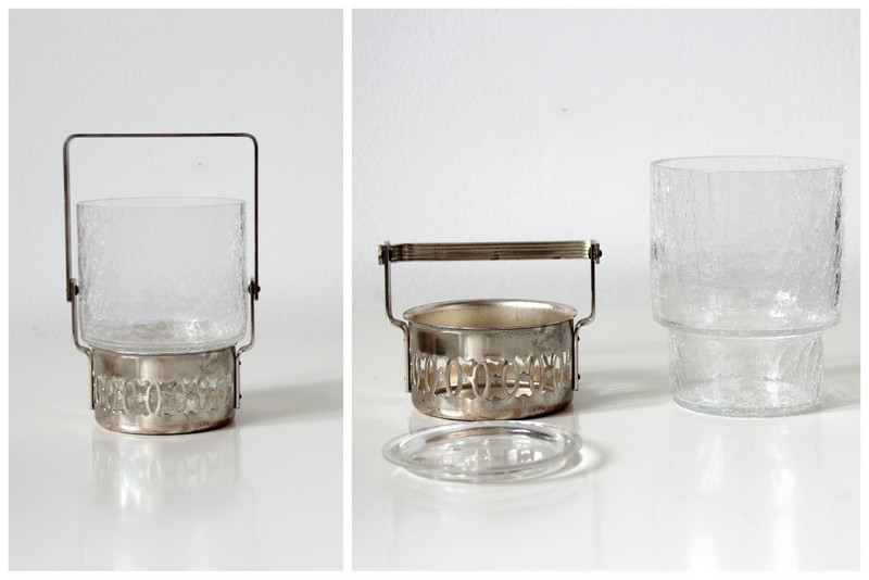 Eisbehälter aus Glas und Metall