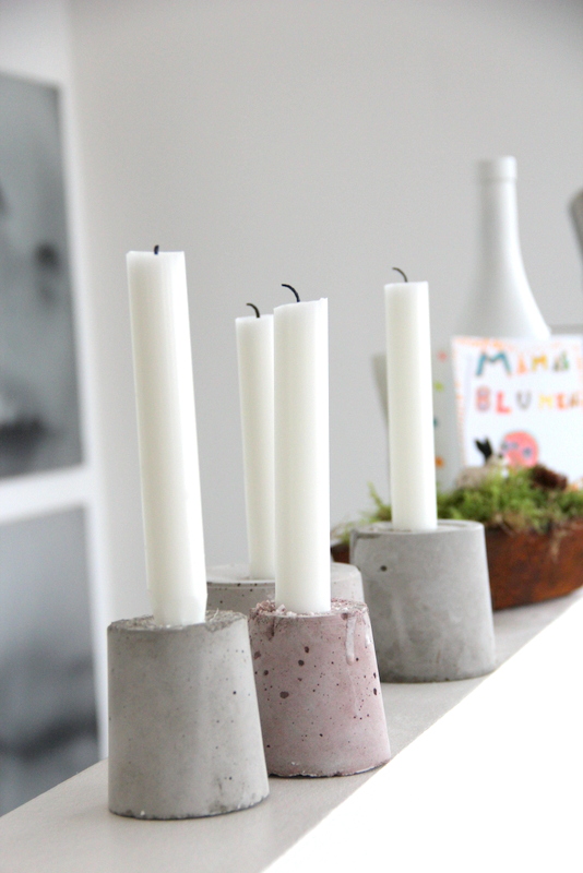 selbstgemachte Kerzenständer aus beton DIY