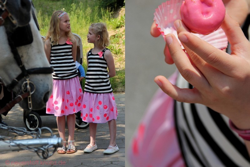 polkadot Röcke für Mädchen mit rosa Donuts