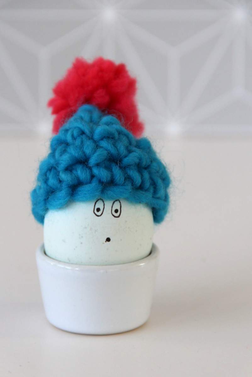 Eierkopp DIY _ Osterei mit Mütze als Eierwärmer